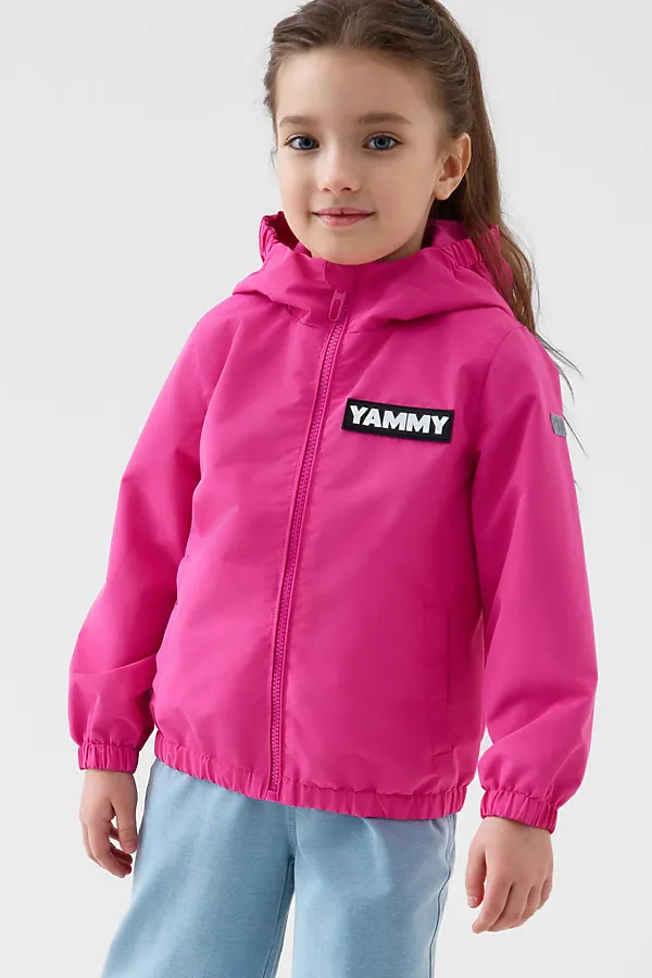 Куртка текстильная с полиуретановым покрытием для девочек (ветровка) PLAYTODAY, розовый - фото 2
