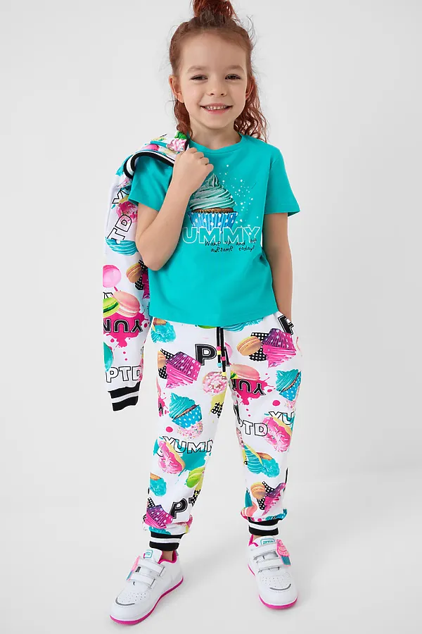 Фуфайка трикотажная для девочек (футболка) PLAYTODAY, бирюзовый - фото 2