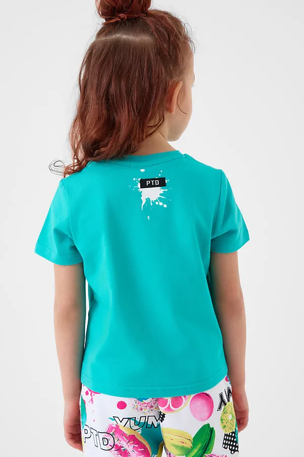 Фуфайка трикотажная для девочек (футболка) PLAYTODAY, бирюзовый - фото 2