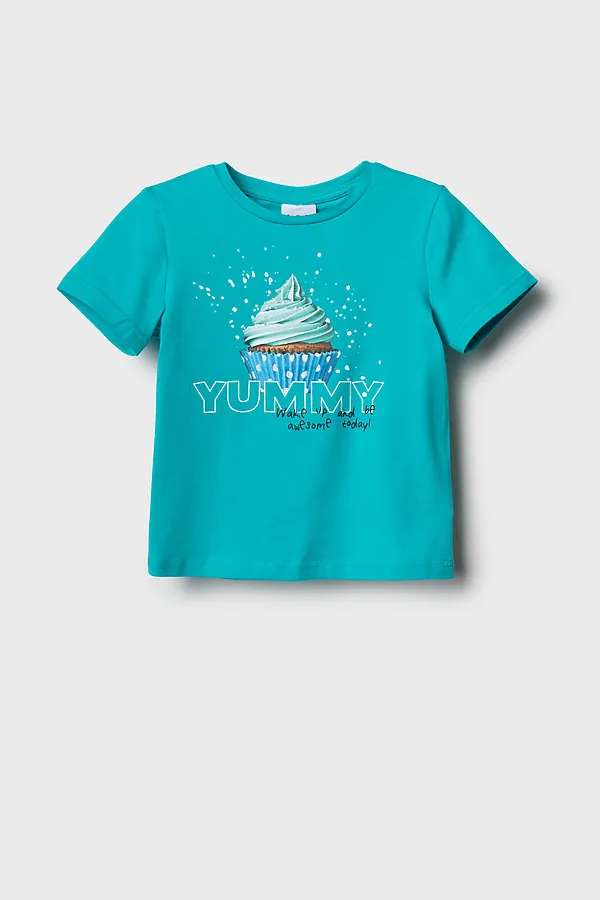 Фуфайка трикотажная для девочек (футболка) PLAYTODAY, бирюзовый - фото 2