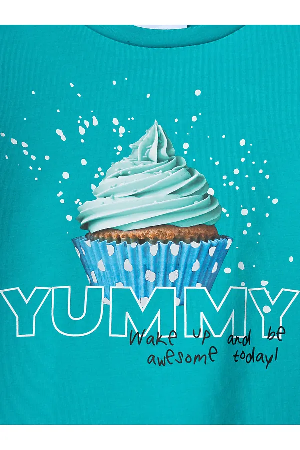 Фуфайка трикотажная для девочек (футболка) PLAYTODAY, бирюзовый - фото 2