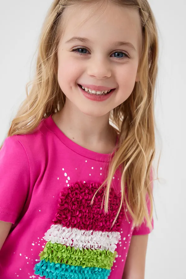 Фуфайка трикотажная для девочек (футболка) PLAYTODAY, розовый - фото 2