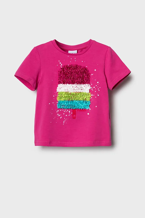 Фуфайка трикотажная для девочек (футболка) PLAYTODAY, розовый - фото 2