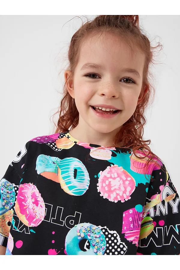 Фуфайка трикотажная для девочек (футболка) PLAYTODAY, разноцветный - фото 2