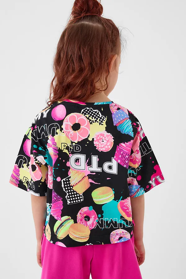 Фуфайка трикотажная для девочек (футболка) PLAYTODAY, разноцветный - фото 2