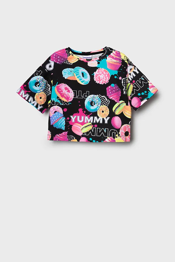 Фуфайка трикотажная для девочек (футболка) PLAYTODAY, разноцветный - фото 2