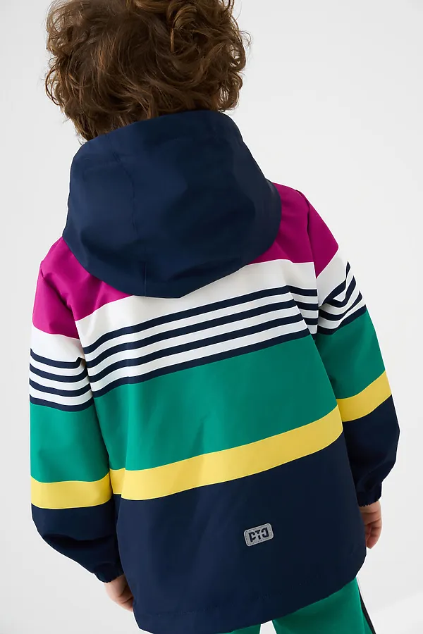 Куртка текстильная с полиуретановым покрытием для мальчиков (ветровка) PLAYTODAY, белый,тёмно-синий - фото 2