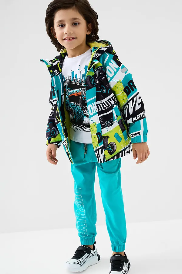 Куртка текстильная с полиуретановым покрытием для мальчиков (ветровка) PLAYTODAY, разноцветный - фото 2