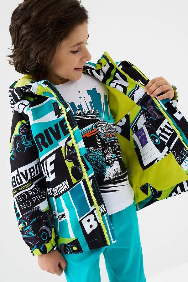 Куртка текстильная с полиуретановым покрытием для мальчиков (ветровка) PLAYTODAY, разноцветный - фото 2