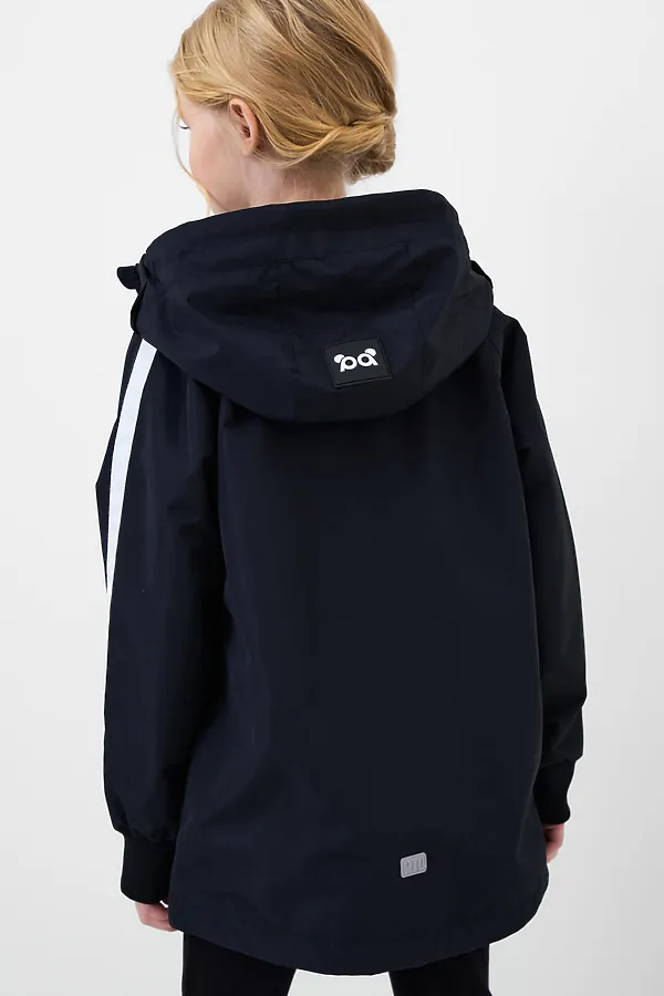 Куртка текстильная с полиуретановым покрытием для девочек (ветровка) PLAYTODAY, черный - фото 2