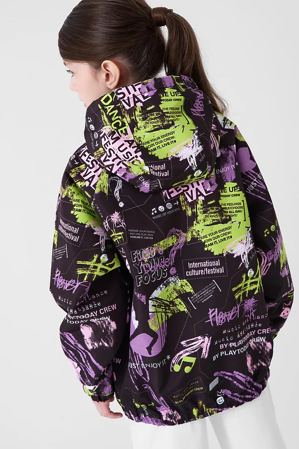 Куртка текстильная с полиуретановым покрытием для девочек (ветровка) PLAYTODAY, разноцветный - фото 2