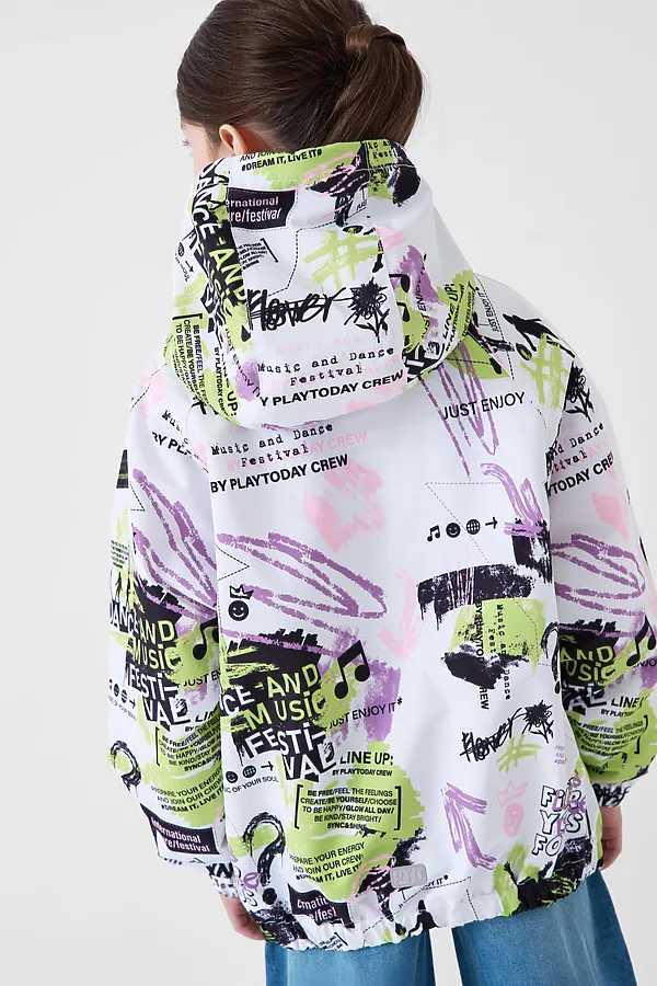 Куртка текстильная с полиуретановым покрытием для девочек (ветровка) PLAYTODAY, разноцветный - фото 2