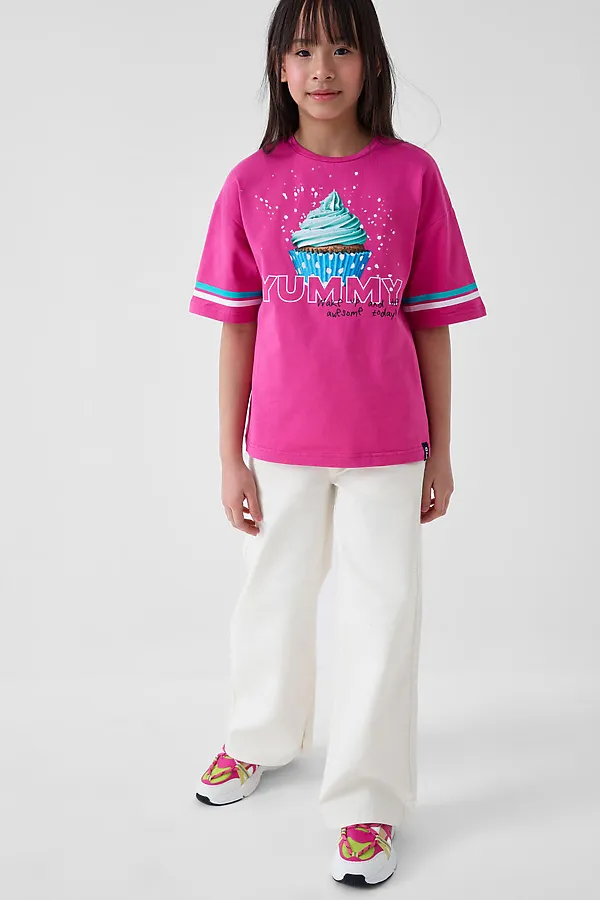 Фуфайка трикотажная для девочек (футболка) PLAYTODAY, розовый - фото 2