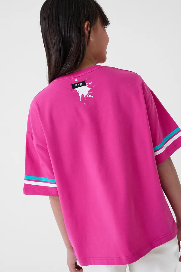 Фуфайка трикотажная для девочек (футболка) PLAYTODAY, розовый - фото 2