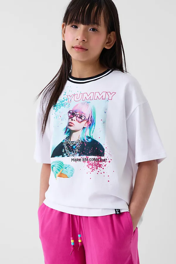 Фуфайка трикотажная для девочек (футболка) PLAYTODAY, белый - фото 2