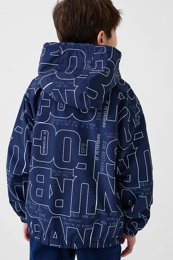 Куртка текстильная с полиуретановым покрытием для мальчиков (ветровка) PLAYTODAY, белый,тёмно-синий - фото 2