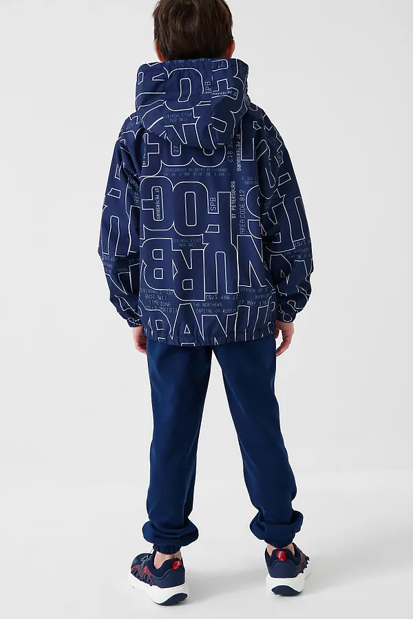 Куртка текстильная с полиуретановым покрытием для мальчиков (ветровка) PLAYTODAY, белый,тёмно-синий - фото 2