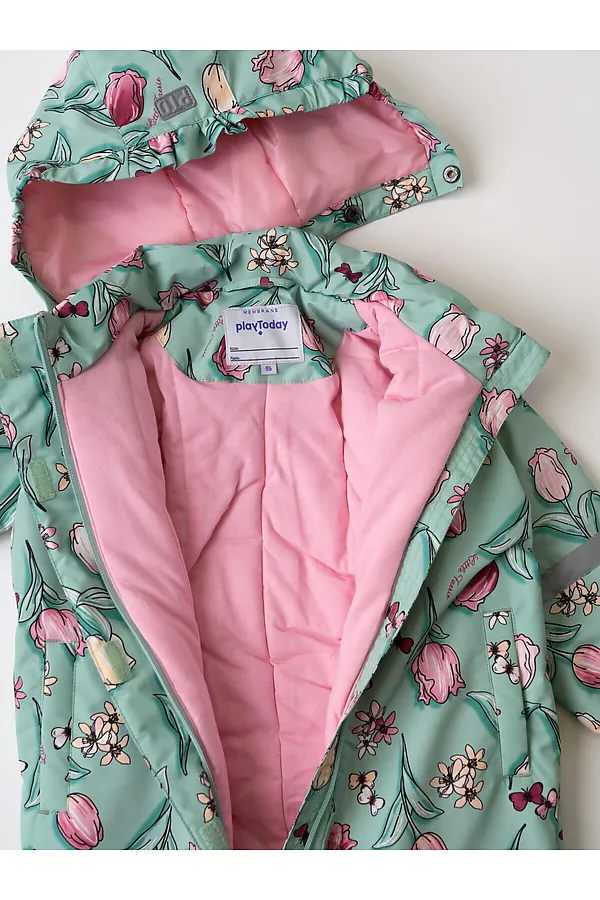 Комбинезон детский текстильный с полиуретановым покрытием для девочек PLAYTODAY, разноцветный - фото 2