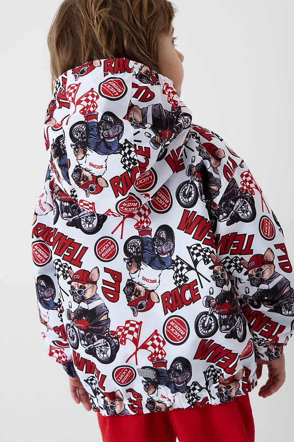 Куртка текстильная с полиуретановым покрытием для мальчиков (ветровка) PLAYTODAY, белый,красный,черный - фото 2