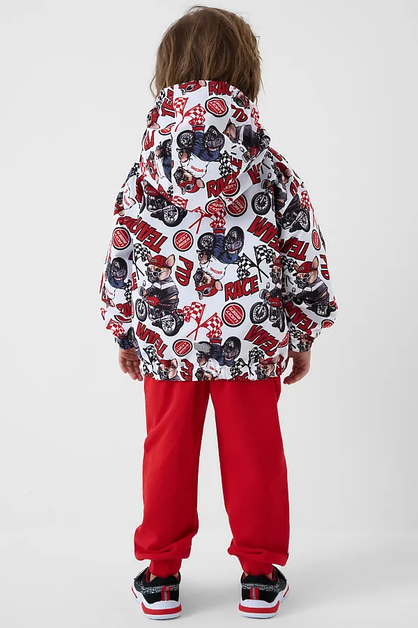 Куртка текстильная с полиуретановым покрытием для мальчиков (ветровка) PLAYTODAY, белый,красный,черный - фото 2