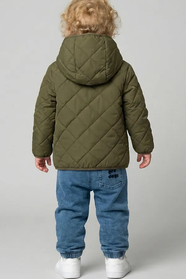 Куртка детская текстильная с полиуретановым покрытием для мальчиков PLAYTODAY, темно-зеленый - фото 2
