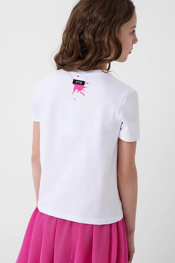 Фуфайка трикотажная для девочек (футболка) PLAYTODAY, белый - фото 2