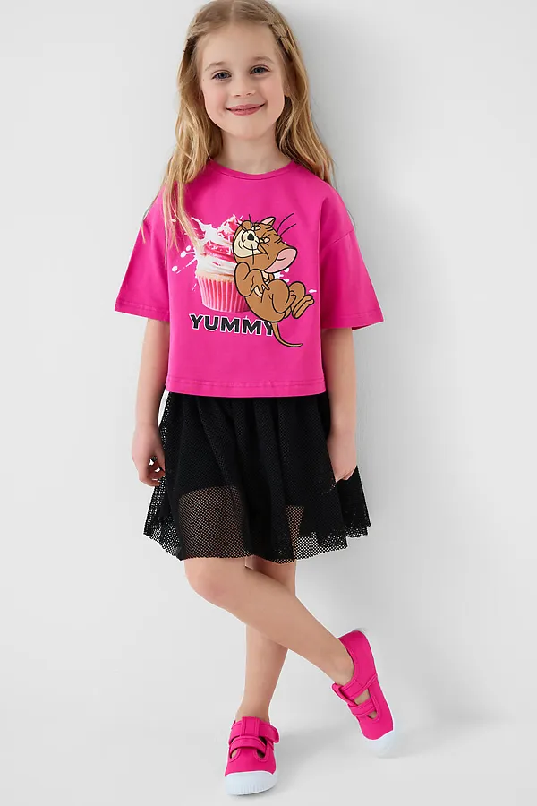 Фуфайка трикотажная для девочек (футболка) PLAYTODAY, розовый - фото 2