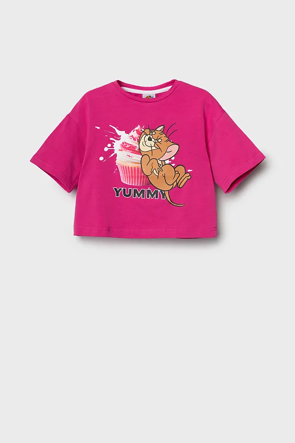 Фуфайка трикотажная для девочек (футболка) PLAYTODAY, розовый - фото 2