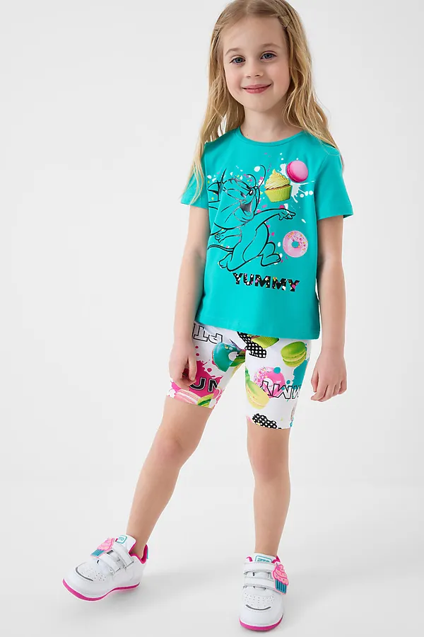 Фуфайка трикотажная для девочек (футболка) PLAYTODAY, бирюзовый - фото 2