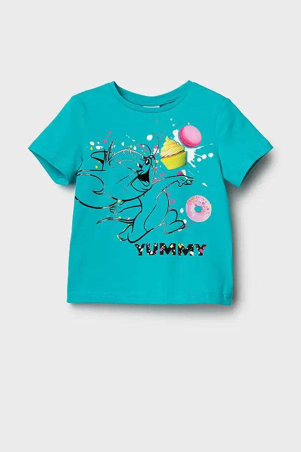 Фуфайка трикотажная для девочек (футболка) PLAYTODAY, бирюзовый - фото 2