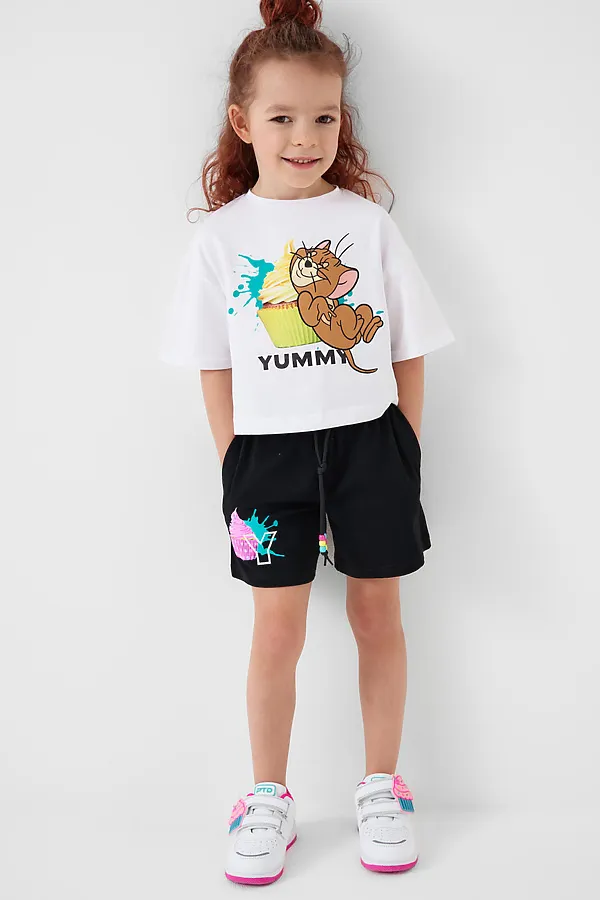 Фуфайка трикотажная для девочек (футболка) PLAYTODAY, белый - фото 2