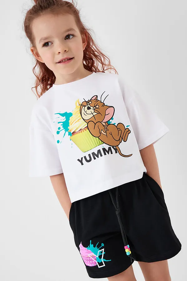 Фуфайка трикотажная для девочек (футболка) PLAYTODAY, белый - фото 2