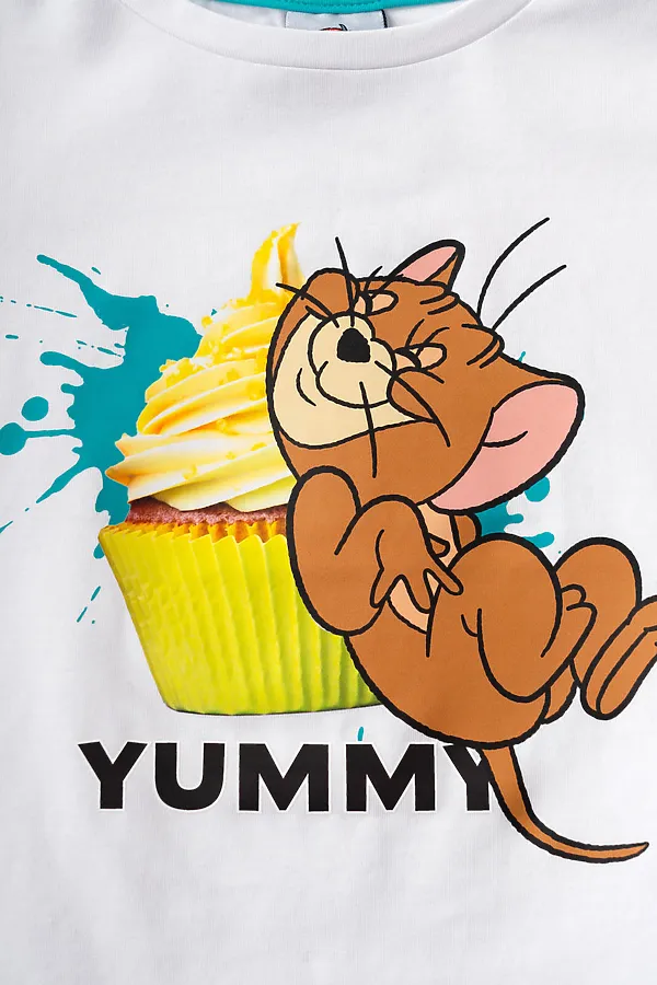 Фуфайка трикотажная для девочек (футболка) PLAYTODAY, белый - фото 2