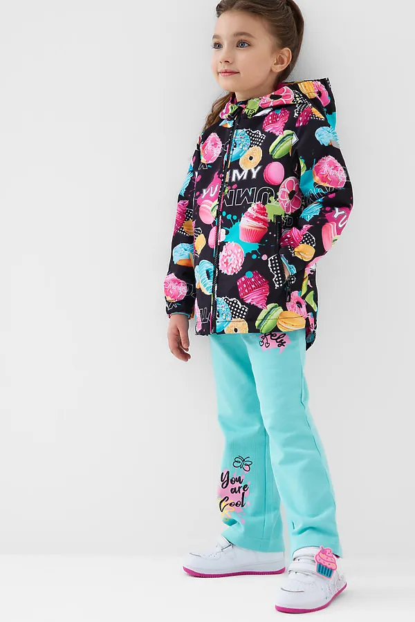 Куртка текстильная с полиуретановым покрытием для девочек (ветровка) PLAYTODAY, разноцветный - фото 2