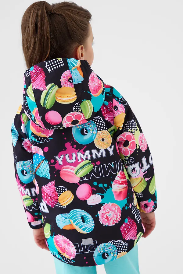 Куртка текстильная с полиуретановым покрытием для девочек (ветровка) PLAYTODAY, разноцветный - фото 2