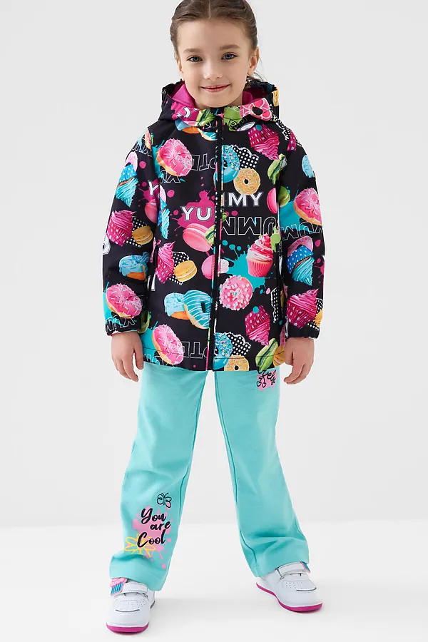 Куртка текстильная с полиуретановым покрытием для девочек (ветровка) PLAYTODAY, разноцветный - фото 2