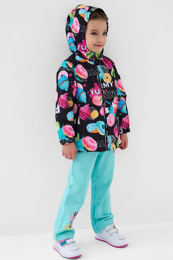 Куртка текстильная с полиуретановым покрытием для девочек (ветровка) PLAYTODAY, разноцветный - фото 2
