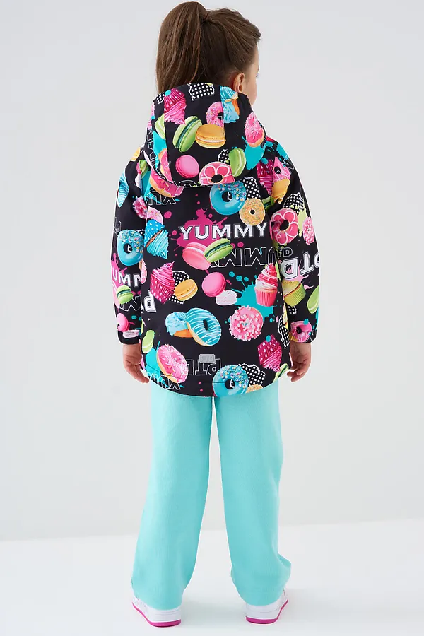 Куртка текстильная с полиуретановым покрытием для девочек (ветровка) PLAYTODAY, разноцветный - фото 2