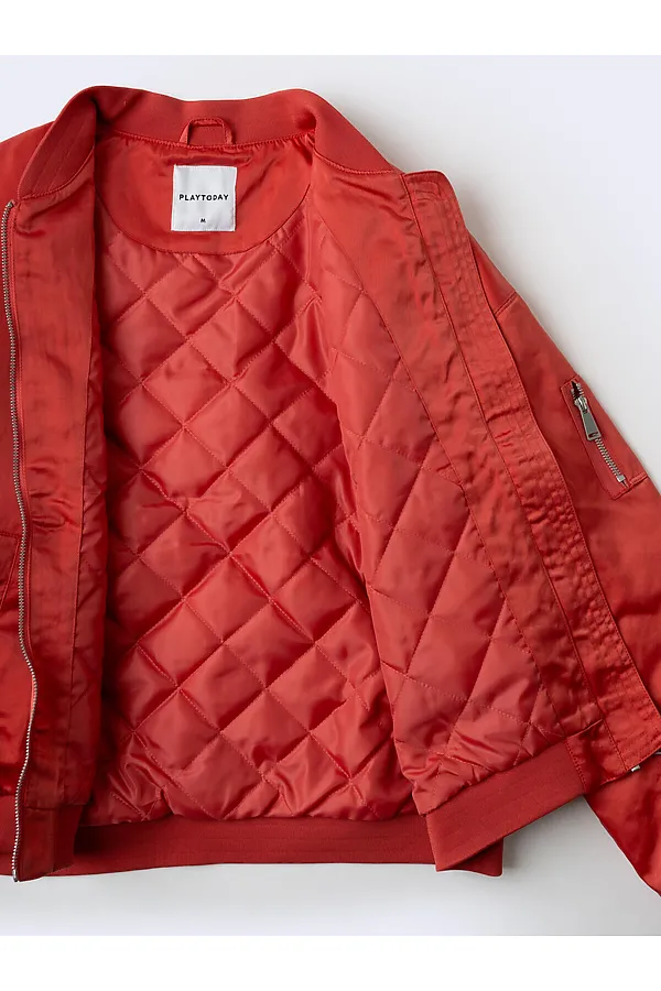 Куртка текстильная для женщин (бомбер) PLAYTODAY, красный - фото 2