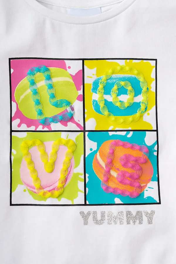 Комплект трикотажный для девочек: фуфайка (футболка), шорты PLAYTODAY, белый,бирюзовый - фото 2