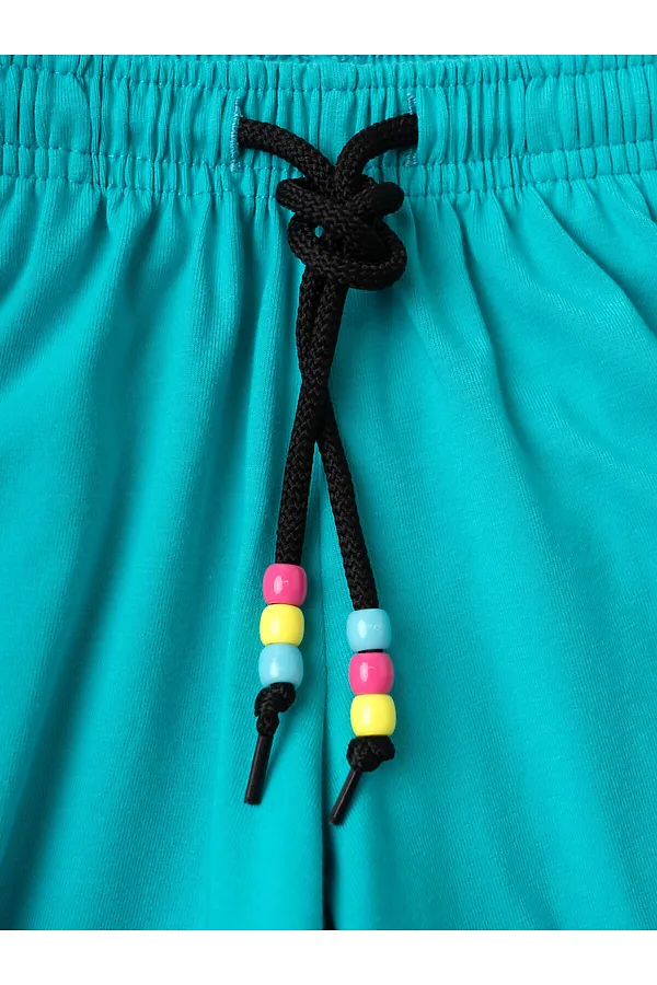 Комплект трикотажный для девочек: фуфайка (футболка), шорты PLAYTODAY, белый,бирюзовый - фото 2