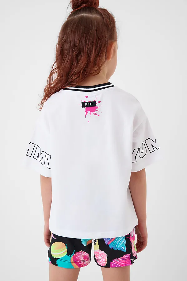 Комплект трикотажный для девочек: фуфайка (футболка), шорты PLAYTODAY, разноцветный - фото 2