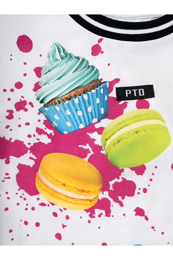 Комплект трикотажный для девочек: фуфайка (футболка), шорты PLAYTODAY, разноцветный - фото 2