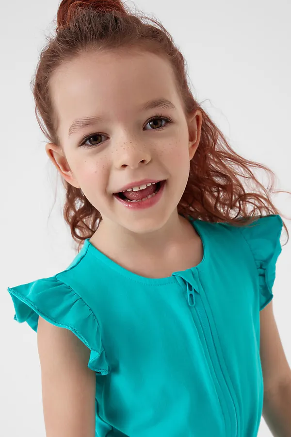 Комбинезон трикотажный для девочек PLAYTODAY, бирюзовый - фото 2