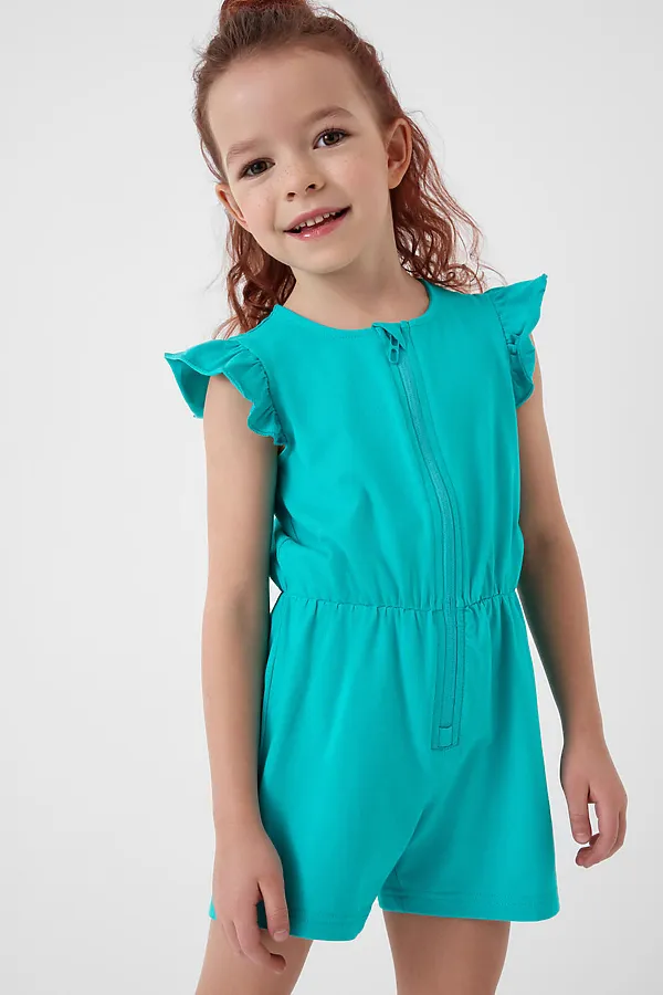 Комбинезон трикотажный для девочек PLAYTODAY, бирюзовый - фото 2