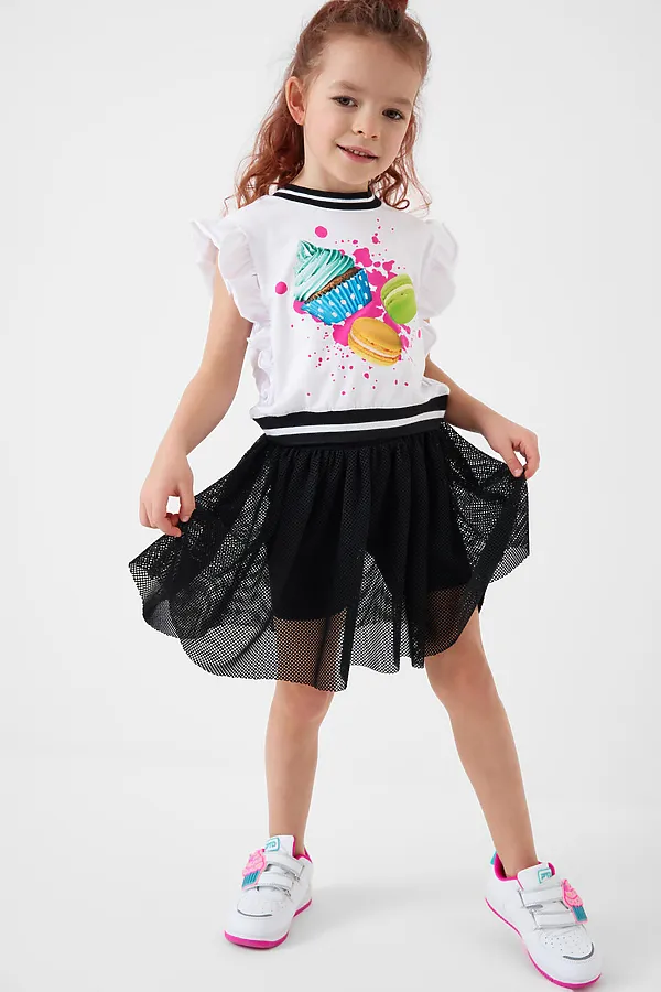 Джемпер трикотажный для девочек (футболка) PLAYTODAY, белый - фото 2