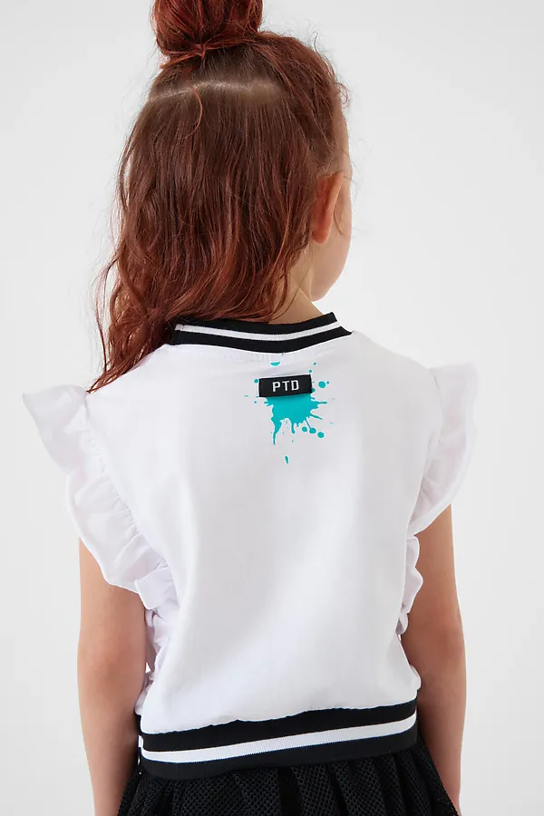 Джемпер трикотажный для девочек (футболка) PLAYTODAY, белый - фото 2