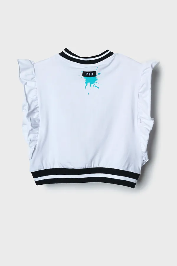 Джемпер трикотажный для девочек (футболка) PLAYTODAY, белый - фото 2