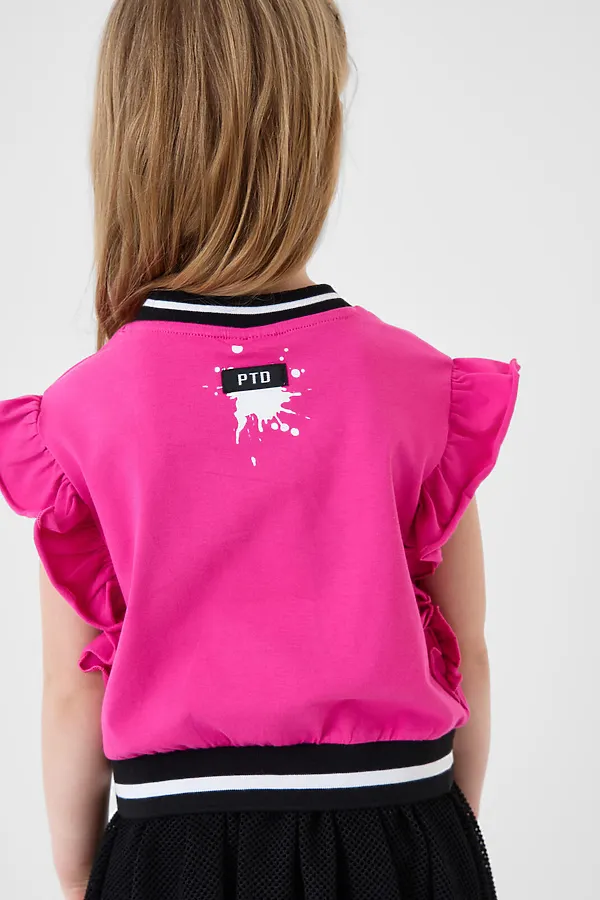 Джемпер трикотажный для девочек (футболка) PLAYTODAY, розовый - фото 2