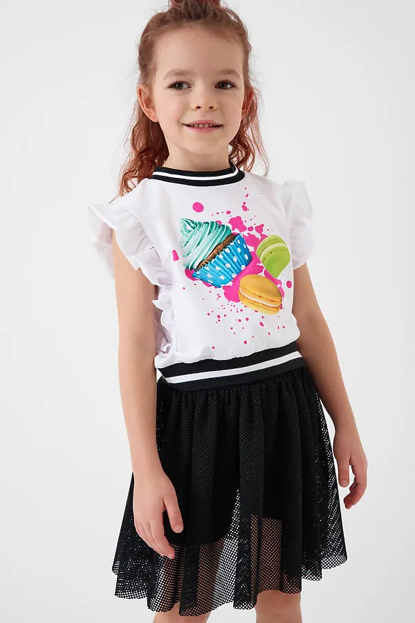 Юбка-легинсы трикотажные для девочек PLAYTODAY, черный - фото 2